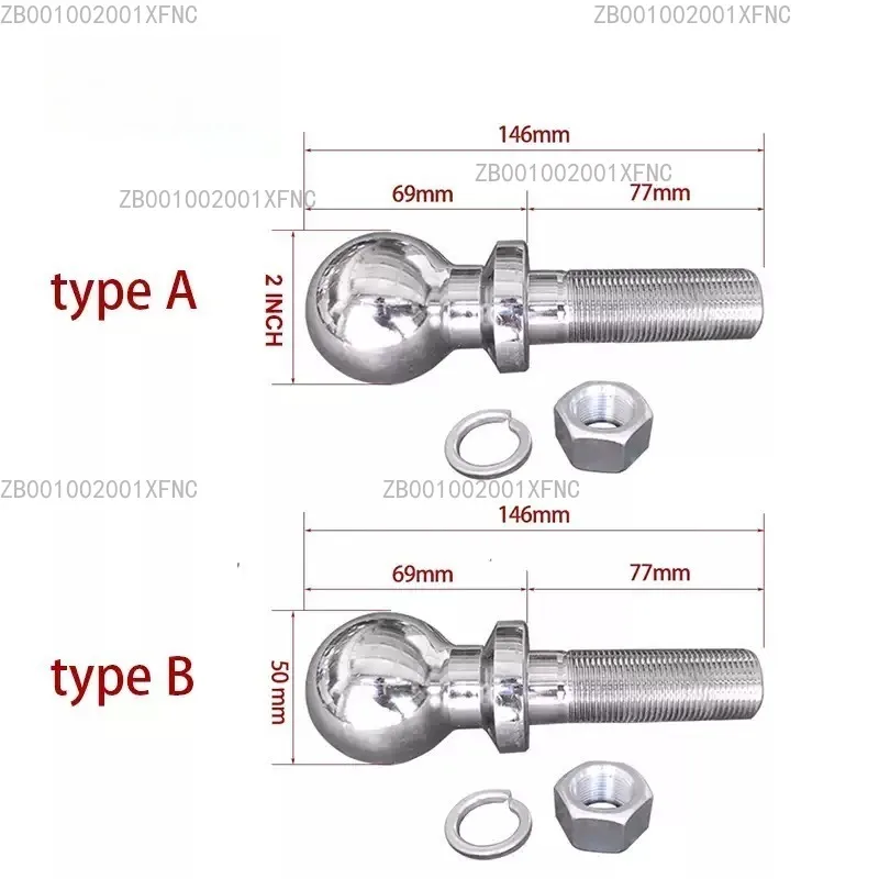 50mm Extension Tow Ball 2 Inch 75mm Thickened M25 Adapter Heavy Duty Trailer Parts