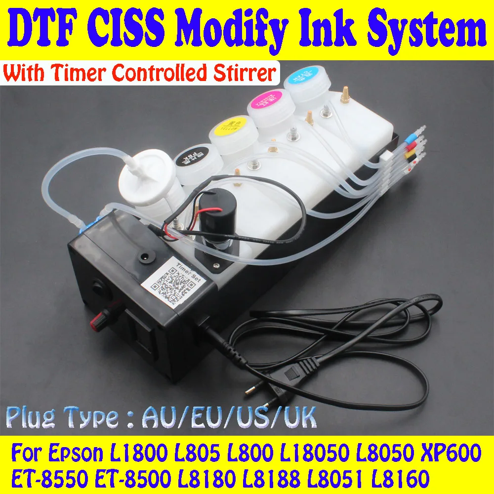 DTF Circulation System CISS White Ink Tank For Epson L1800 L800 L805 L18050 L8050 XP600 ET-8550 8500 Ink Kit Stirrer Timer