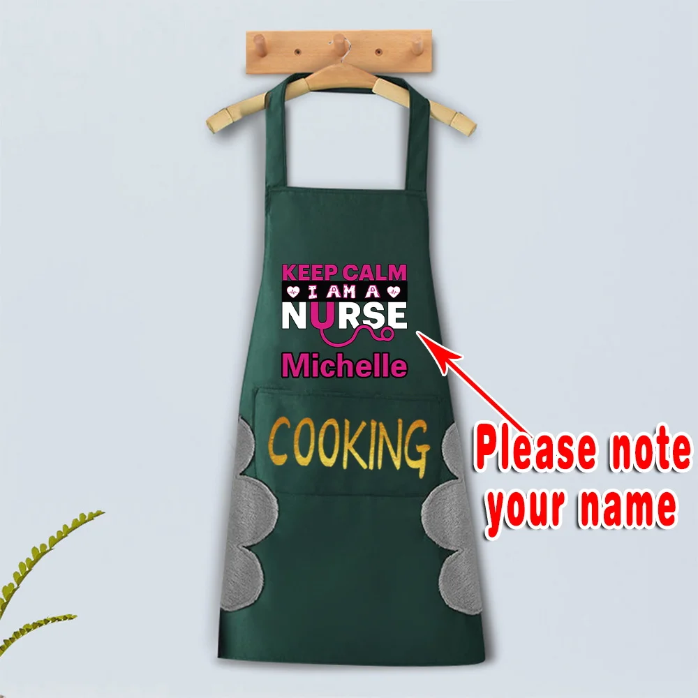 Personalized Customized Aprons for Woman Men Chef Work Grill Restaurant Bar Shop Cafes Beauty Nails Studios Uniform Thin Apron