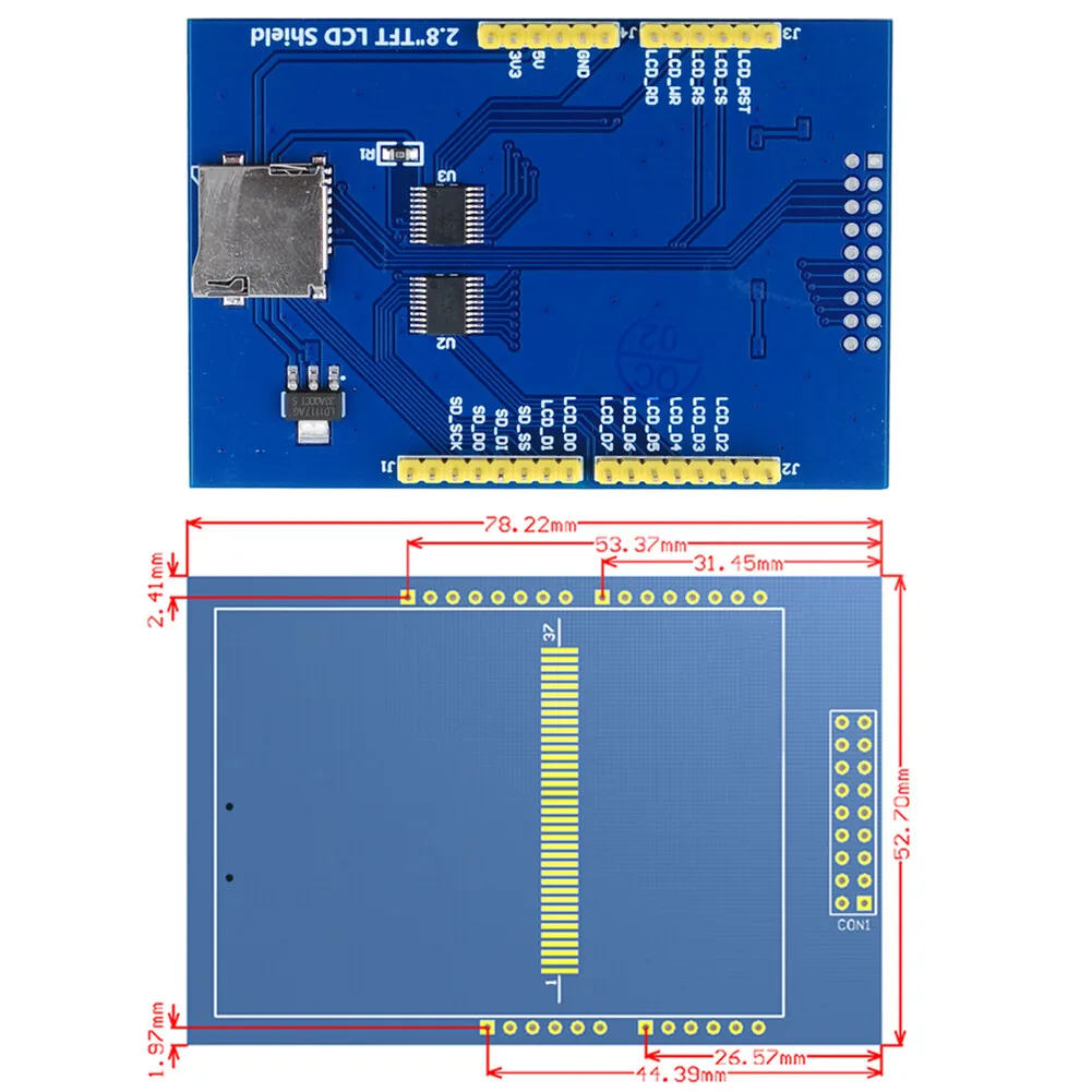 � ​ ​ ​ ​ ​ ​ 2,8" TFT LCD Display-Modul 5V/3,3V ILI9341 Resistiver Touchscreen 320x240 8-Bit-Parallelschnittstelle mit SD-Kartensteckplatz – Detail 3