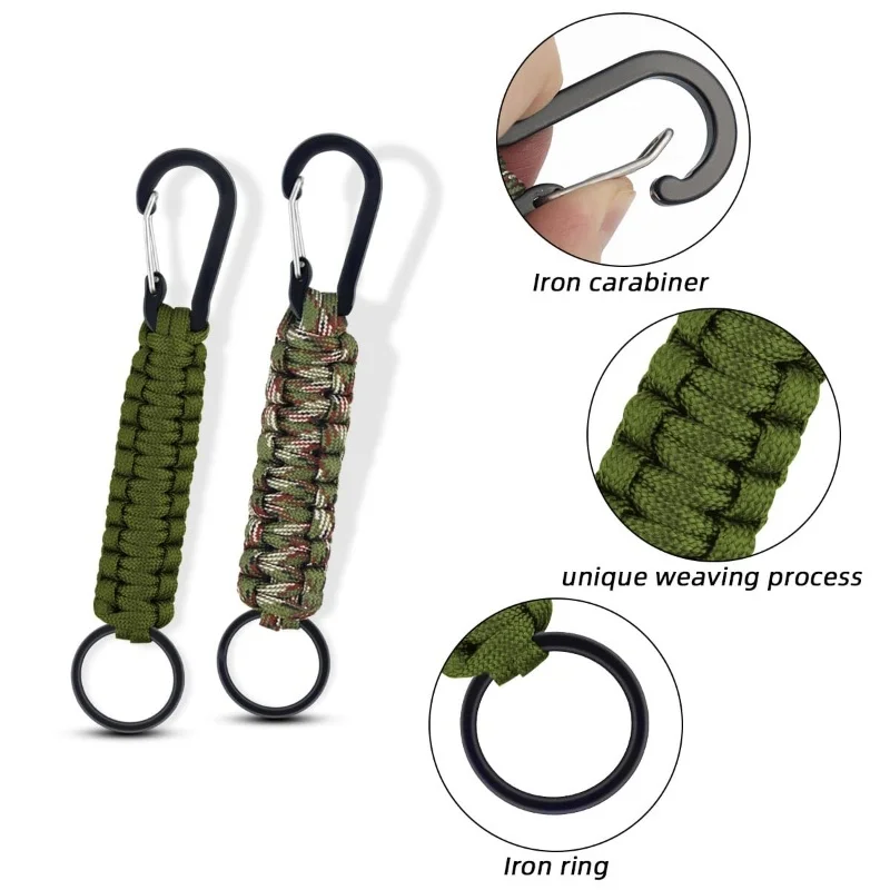 Paracord Keychain Braided Lanyard Key Chain Carabiner Clip Heavy Duty Hook for Outdoor Survival Camping Hiking