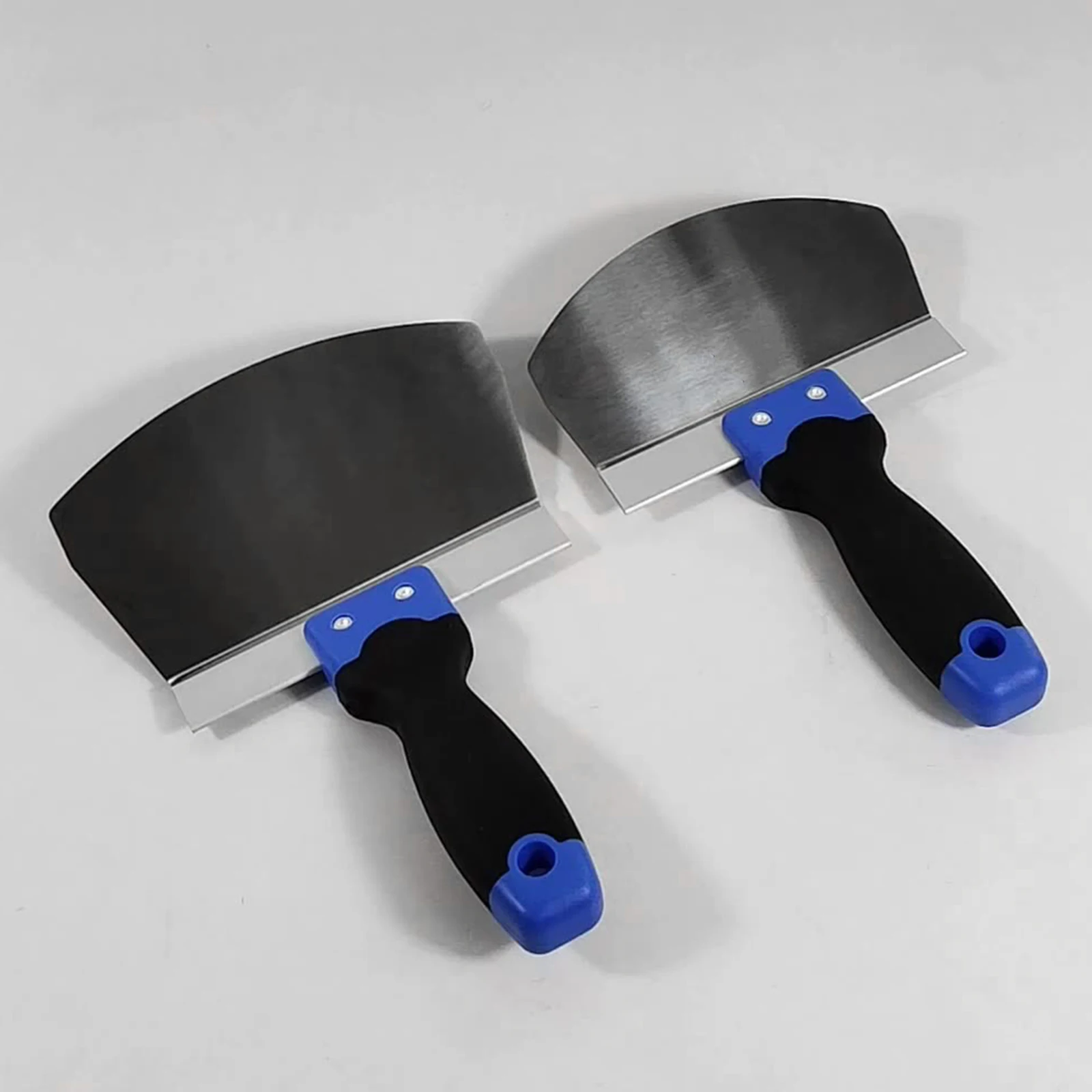 Stainless Steel Curved Scoop Putty Scraper Heavy Duty Rust Proof Wall Finishing Tool with Soft Grip for Paint Mortar