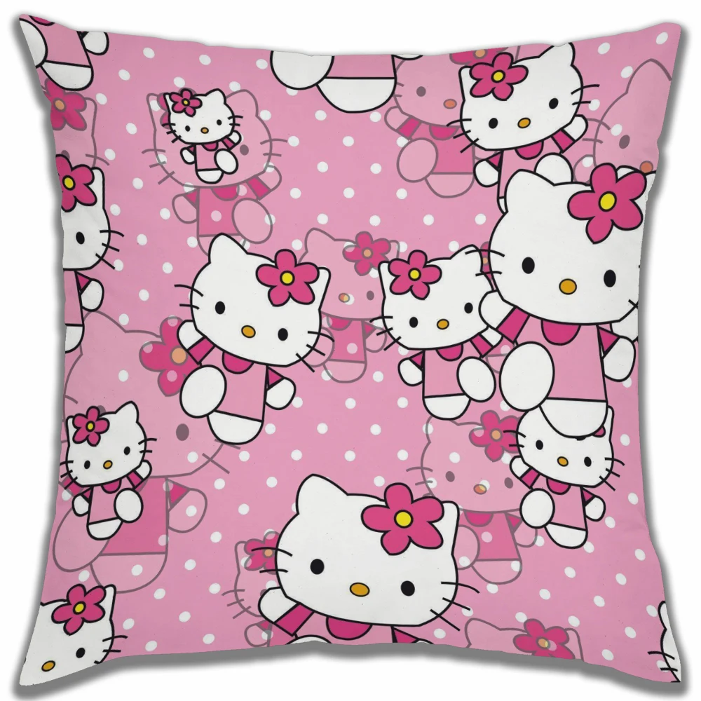 Housse de coussin Hello Kitty 45x45, taies d'oreiller décoratives, coussins de lit pour canapé décoratif, taie d'oreiller 45x45