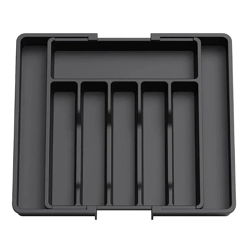 Silverware Drawer Organizer Expandable Utensil Tray for Kitchen Adjustable Flatware and Cutlery Holder Black Cutlery Organiser