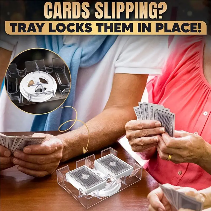 T22C Canasta Card Tray 2-Decks, 360° Rotating, Swivel Holder, Smooth Operation For Hand& Foot, Rummy Games view 5