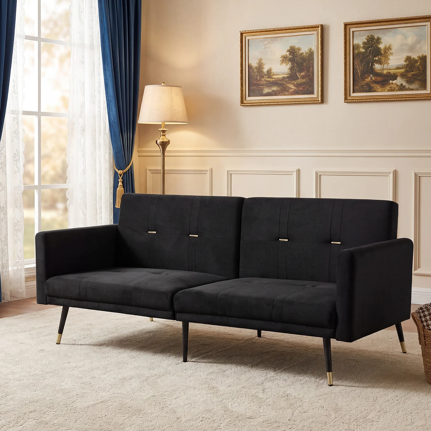 Un sofá cama dos en uno con respaldo multifuncional y ajustable, y sofá plegable que se puede usar tanto en salas de estar como en habitaciones.