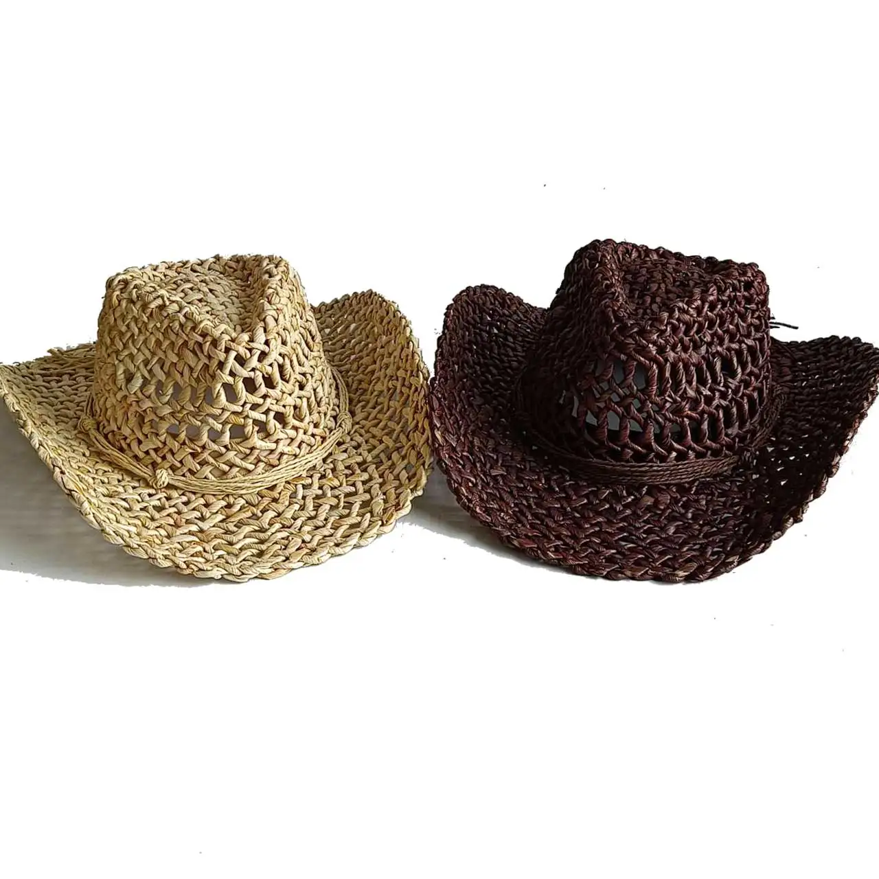 Corn husk material Cowboy Western Straw Hat Rhinestone accessories  with upturned brim sun protection cowboy hat sombrero cowboy