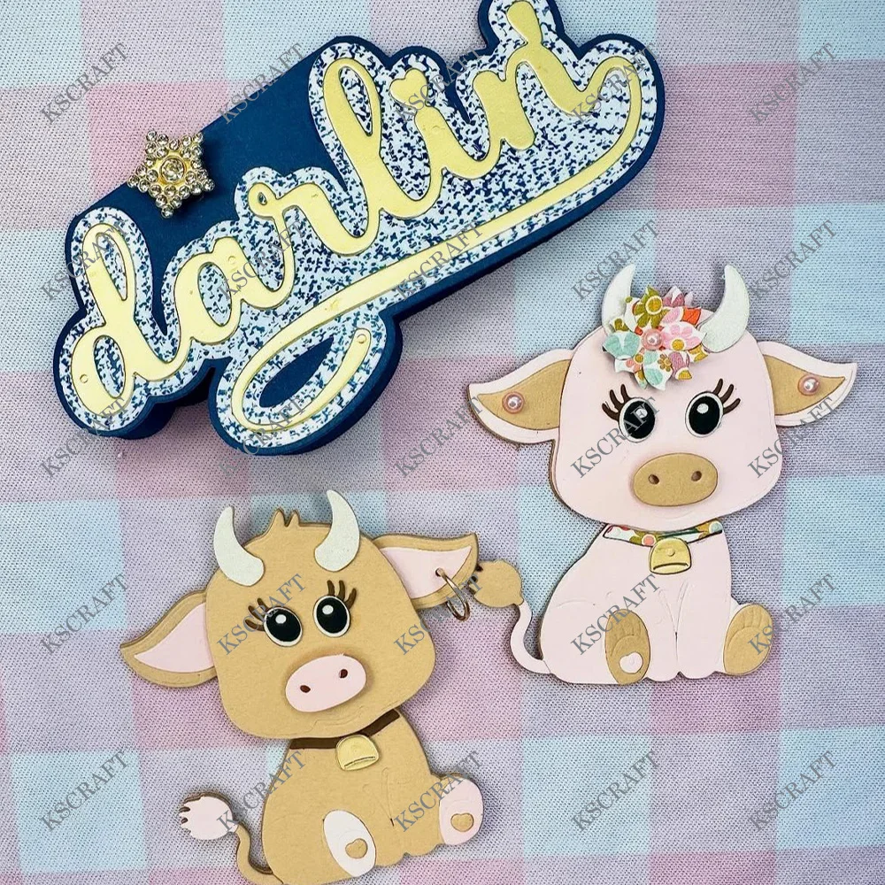 KSCRAFT Cow Mini Album and Small Cow Cutting Dies Stencils for DIY Scrapbooking Decorative Embossing DIY Paper Cards