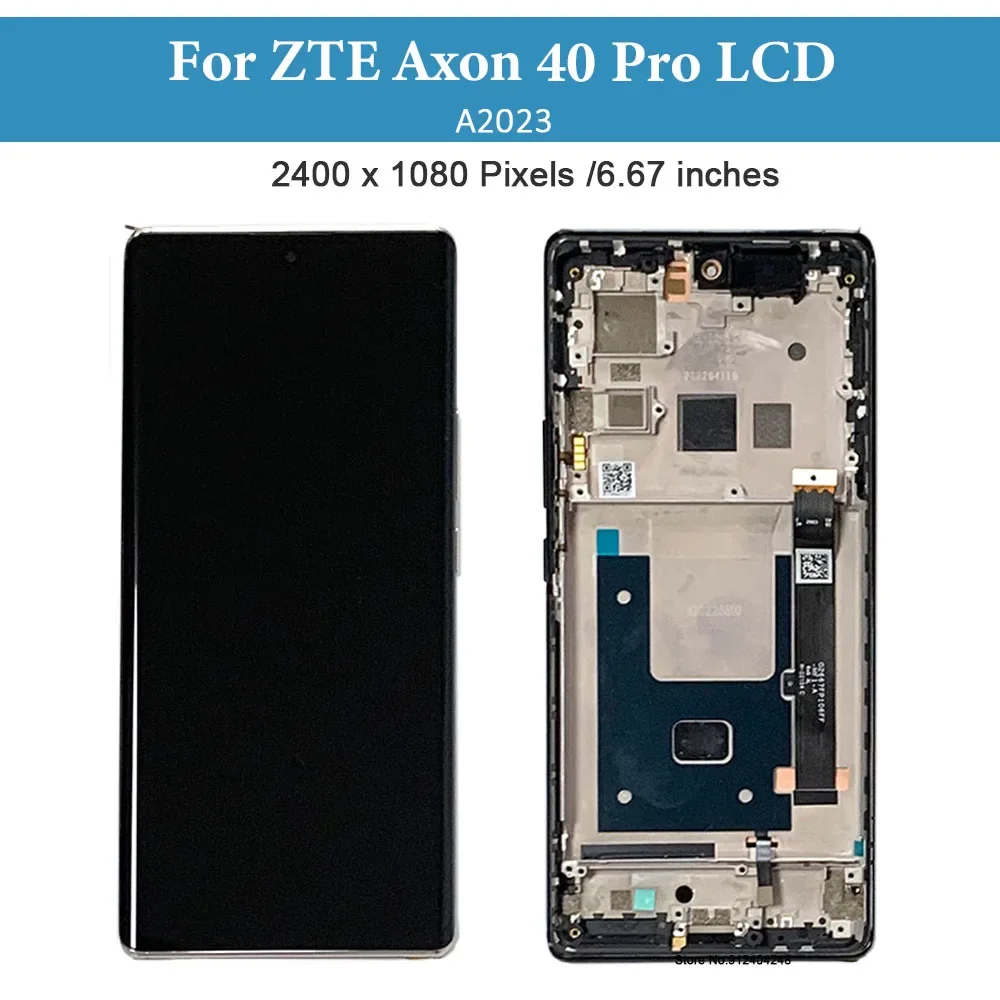 6.67'' AMOLED For ZTE Axon 40 Pro LCD Display Frame Touch Screen Panel Digitizer For ZTE Axon40Pro A2023 LCD Display Replacement