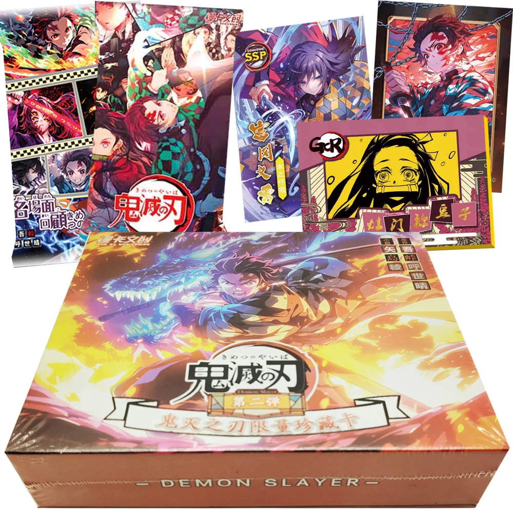 

Wholesale Demon Slayer Collection Cards for Boys Girls Anime Character Colorful Lines Cool Hot Stamping Gold Cards Festival Gift