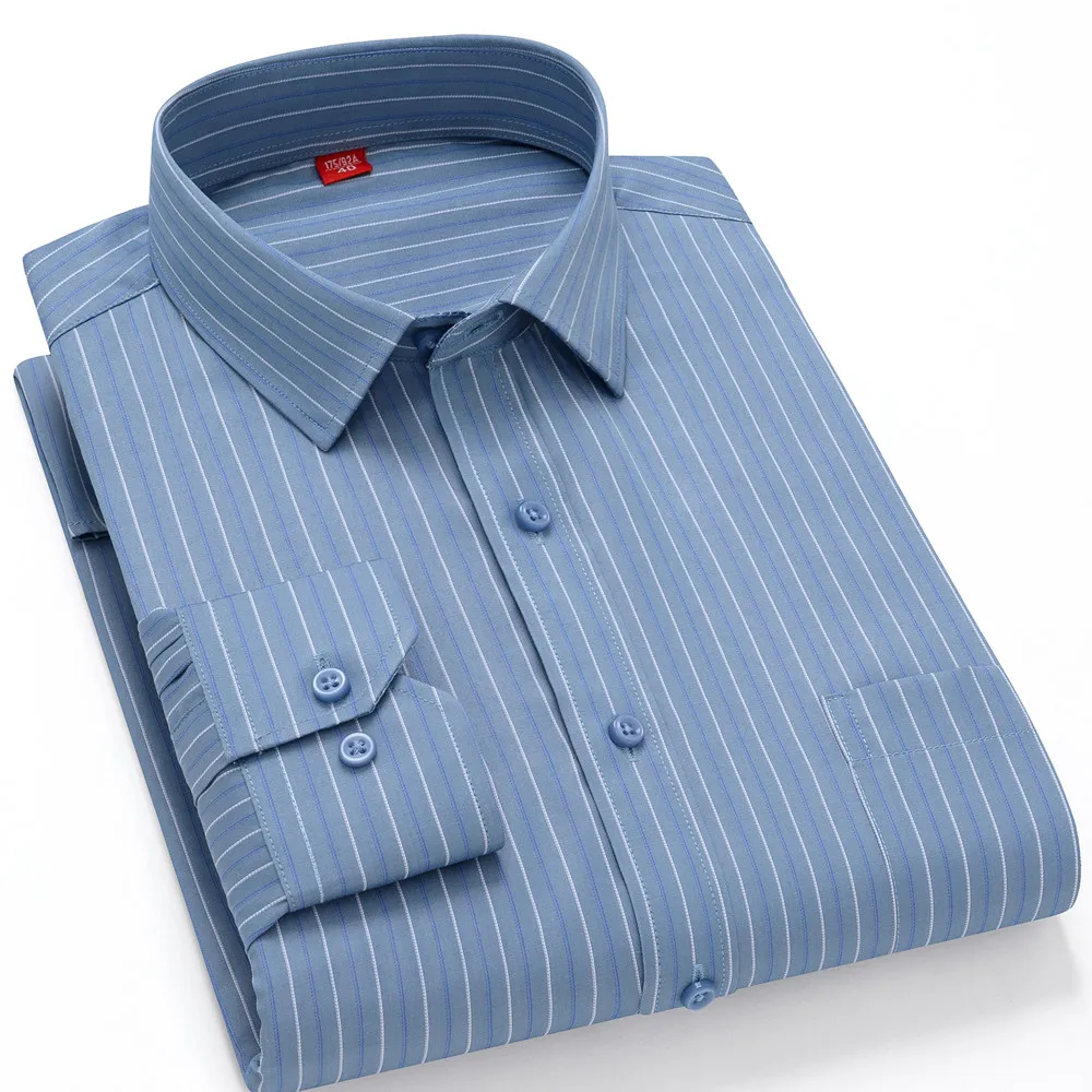 New Men's Striped Shirts Long Sleeve Autumn Casual Plaid Print Regular Fit Social Fashion Party Good Quality Social Male Clothes