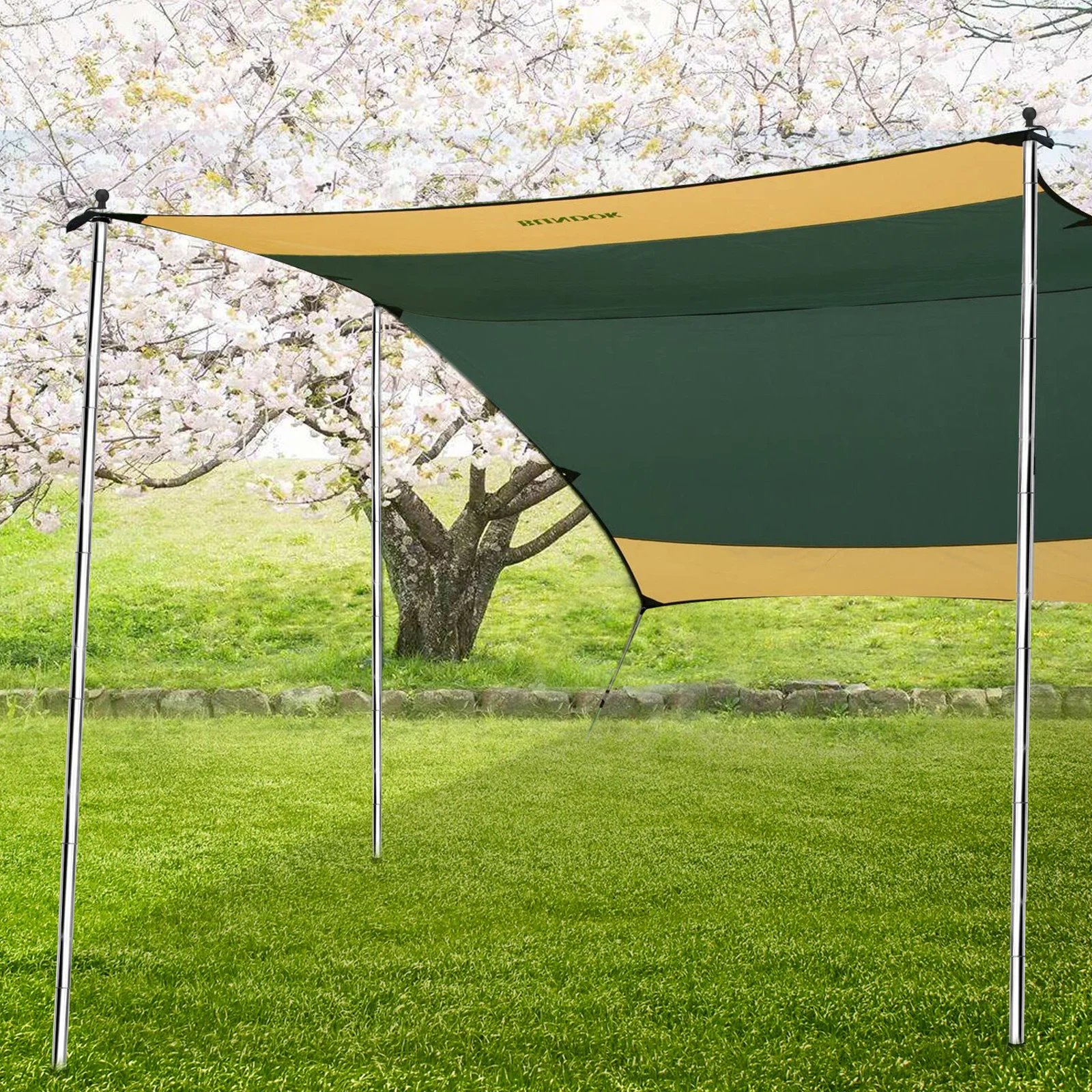 SANLIKE 2 Set Tent Poles Stainless Steel Tarp  Rod Adjustable Portable Telescoping Tent Poles for Awnings Support Accessory Tool