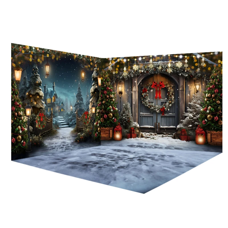 

Mocsicka Christmas Photography Backgrounds Snowy Xmas Tree Street Backdrops New Year's Eve Party Kids Photo Props Studio