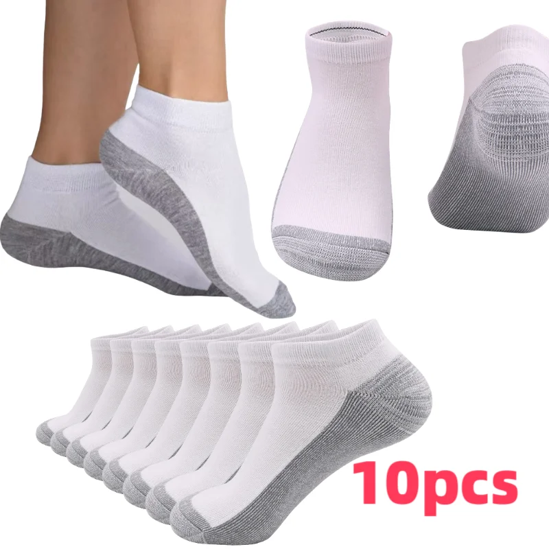 

10Pcs Daily Work, Leisure, Sports, Men's and Women's Short Socks, Mesh Breathable Running Socks, Anti-Friction Design on the Heel, Unisex, Knitted, Machine Washable