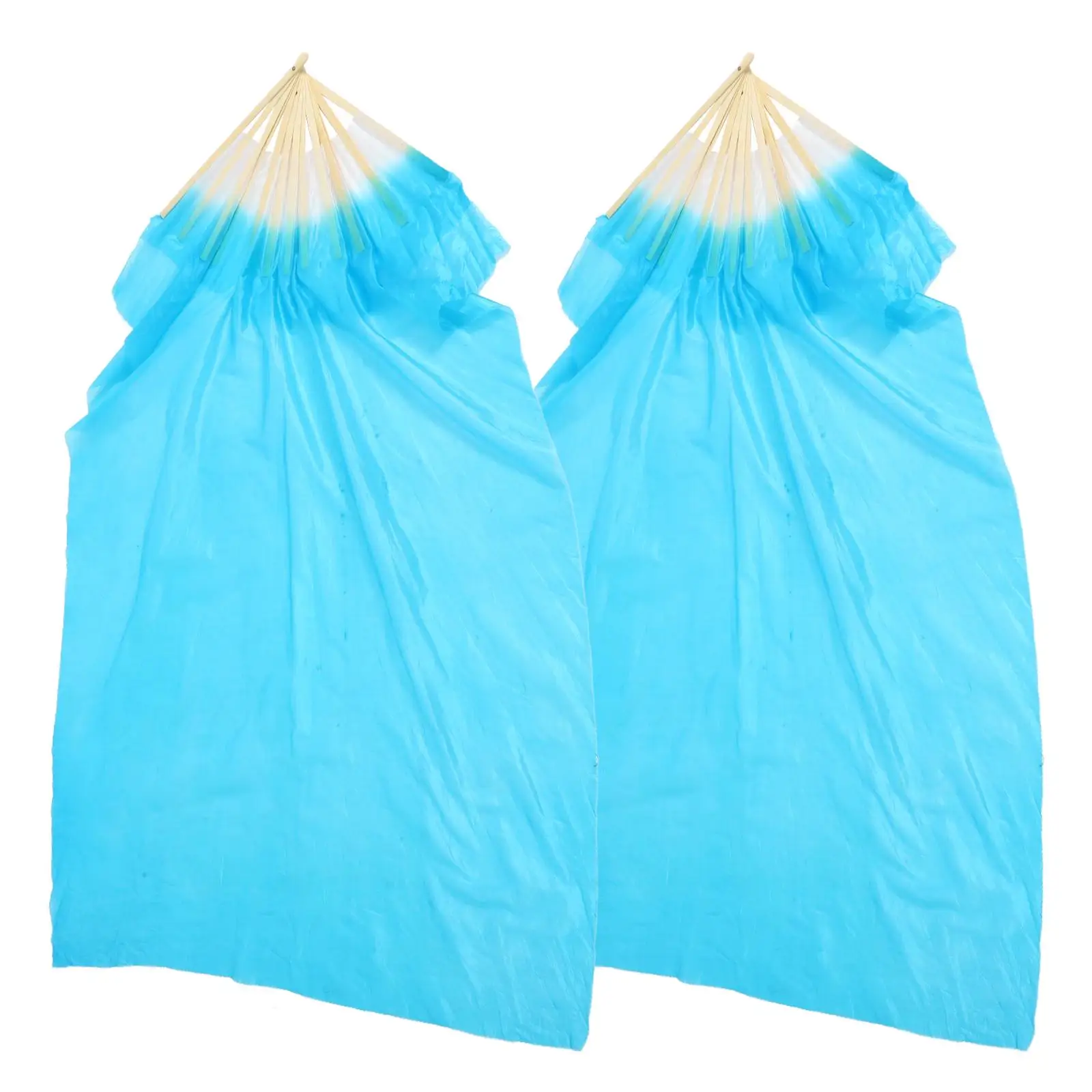 

2Pcs Long Silk Fan 1.2m White Yellow Fans for Women Rayon Veil Folding Classical Fan Yoga Fitness Shaping
