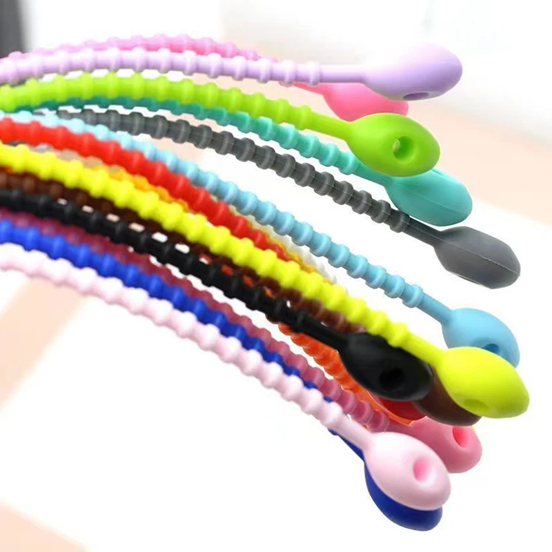 20PCS Silicone Cable Ties Assorted Color Reusable Heavy Duty Cable Organizer Management for Fastening Cords and Wires