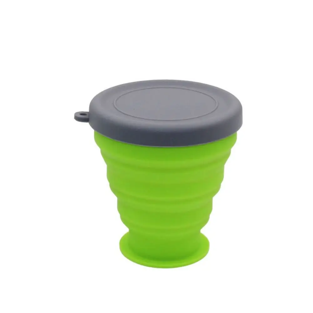 Tazas de agua plegables telescópicas con tapa, taza plegable de silicona de calidad alimentaria, taza de viaje plegable resistente al calor para beber