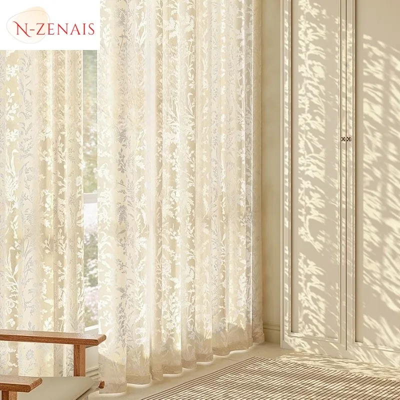 

Custom Size！！European Moon Branch Shadow and Luxury Sunshade Romantic Window Elegant Curtains for Living Dining Room Bedroom
