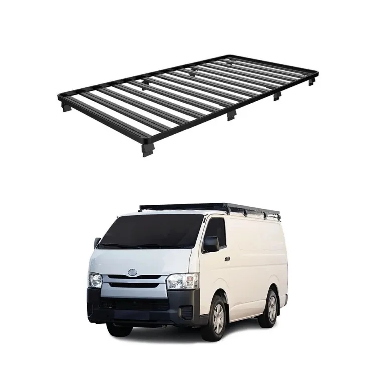

Off-road Accessories Vehicle Luggage Rack Steel and Aluminum Cargo Basket Roof Rack for T HiAce 2004-2018custom