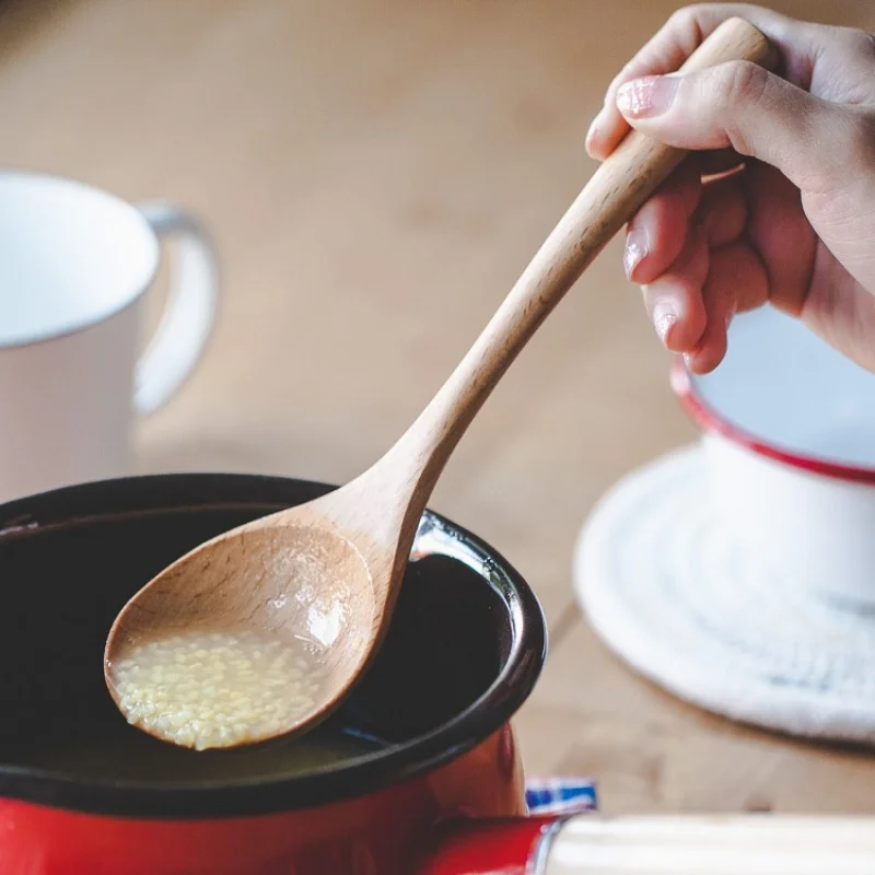 Wooden Soup Spoon For Stirring Porridge Jam Honey Noodles Hot Pot