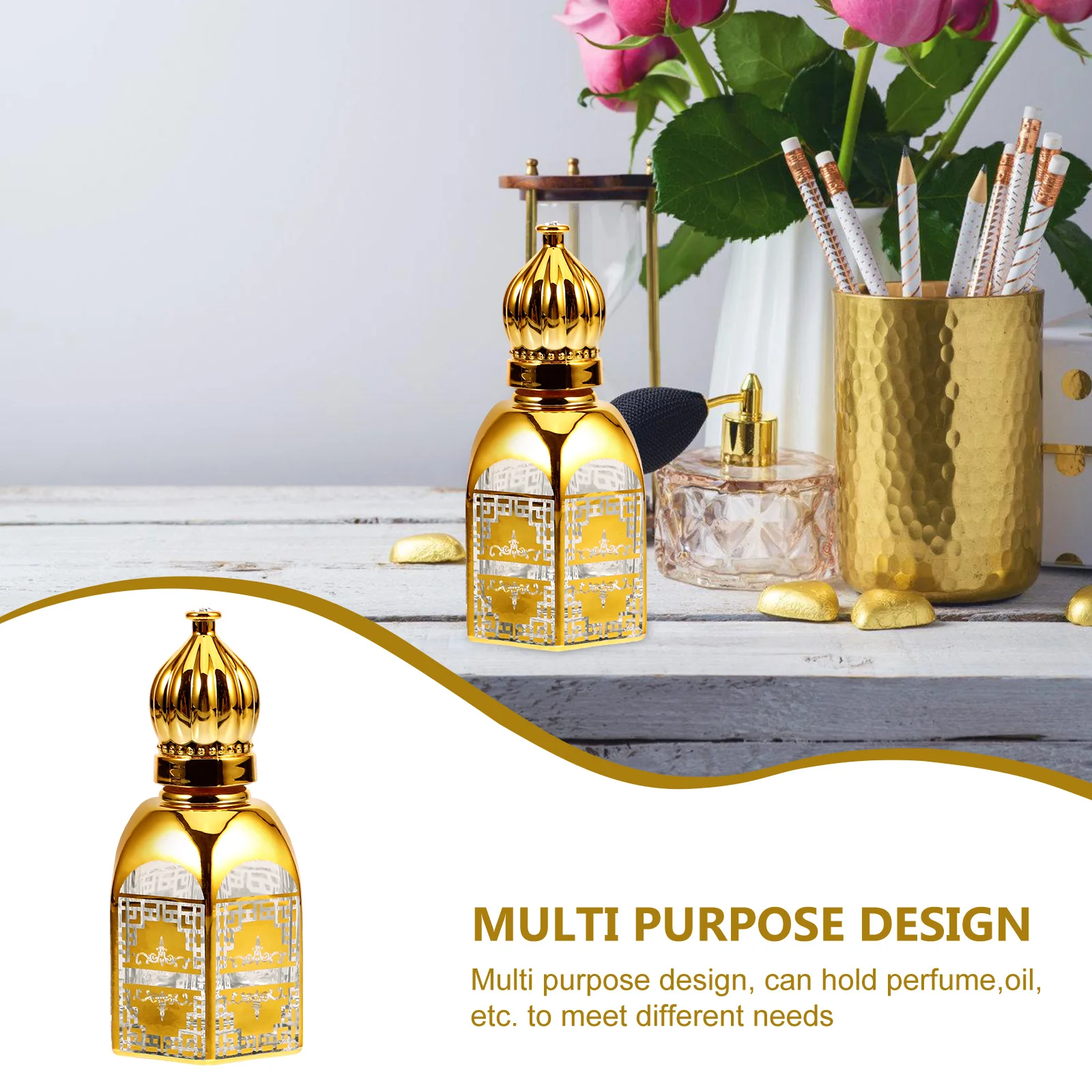 17ml詰め替え可能な香水ボトル、空のローラーコンテナ、エッセンシャルオイル用ガラスサンプルボトル、旅行に便利なコンパクトサイズ