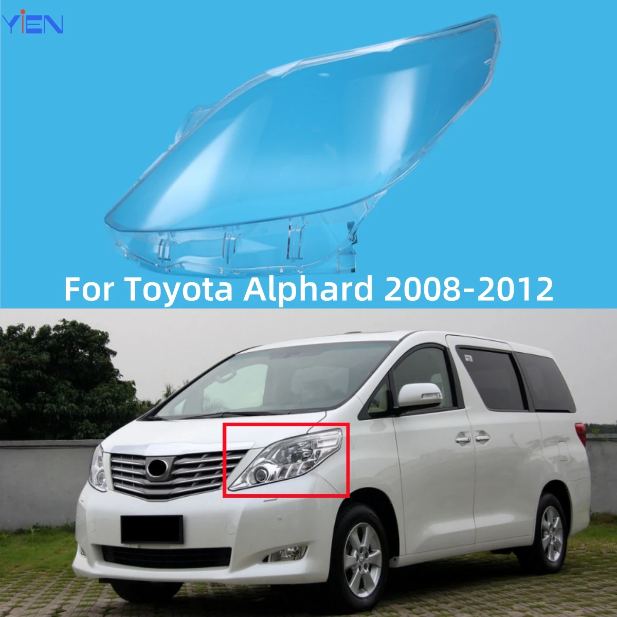 

For Toyota Alphard 2008 2009 2010 2011 2012 Cars Transparent PC Material Headlight Glass Shell