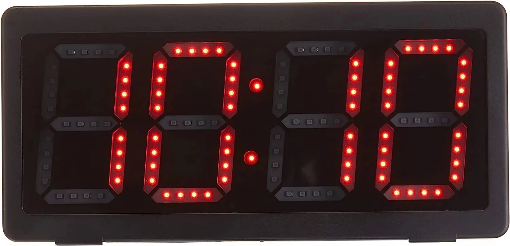LED Count Clock Timer Stopwatch Home Gym Fitness 4in Display Rechargeable Battery Audible Alert Training Black Plastic
