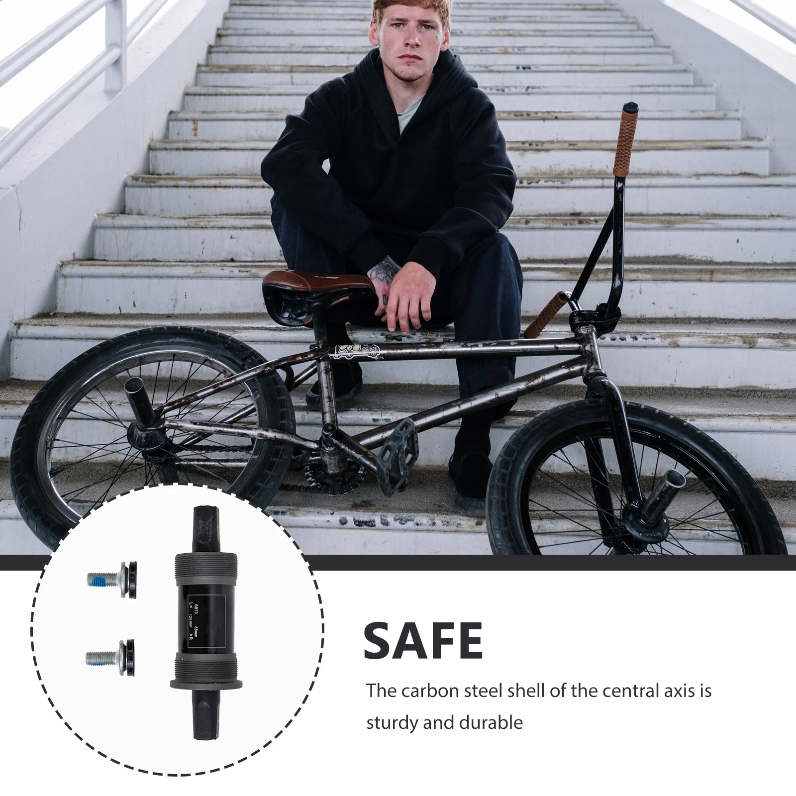 

Bottom Bracket Carbon Steel Threaded 126mm Hollow Design Mountain Bike Part Sealed Bearing Bearing for Fixed Gear Crankset