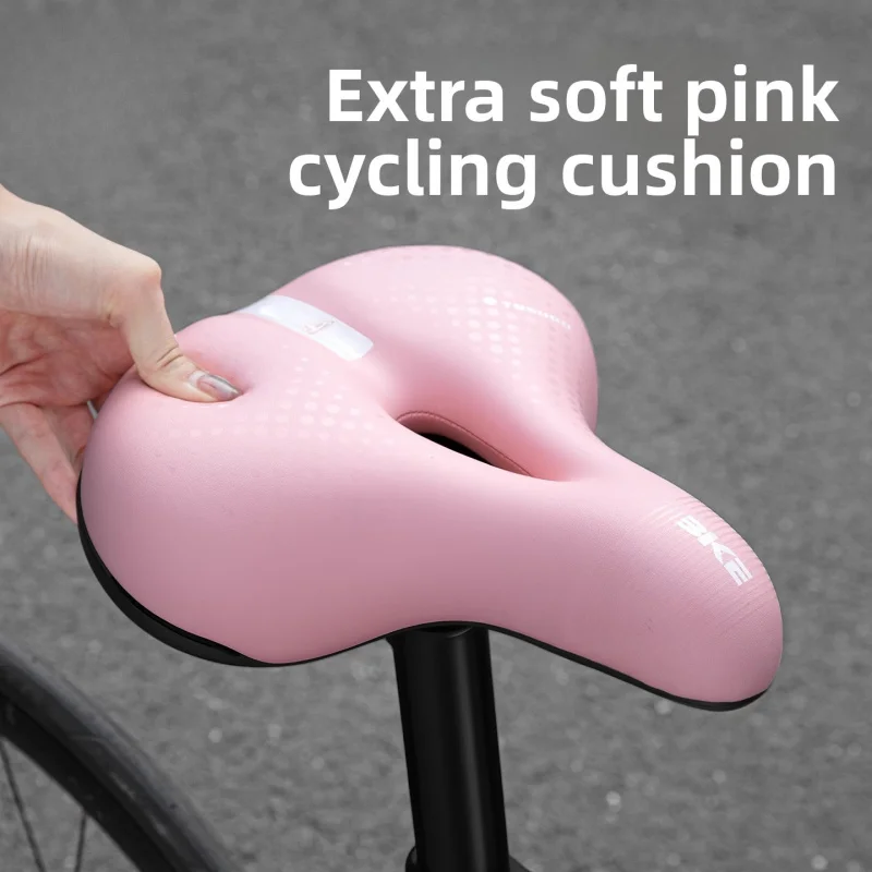 Extra Wide Pink Bike Saddle Cushion Soft Shock Absorbing Waterproof Breathable Oversized Bicycle Seat