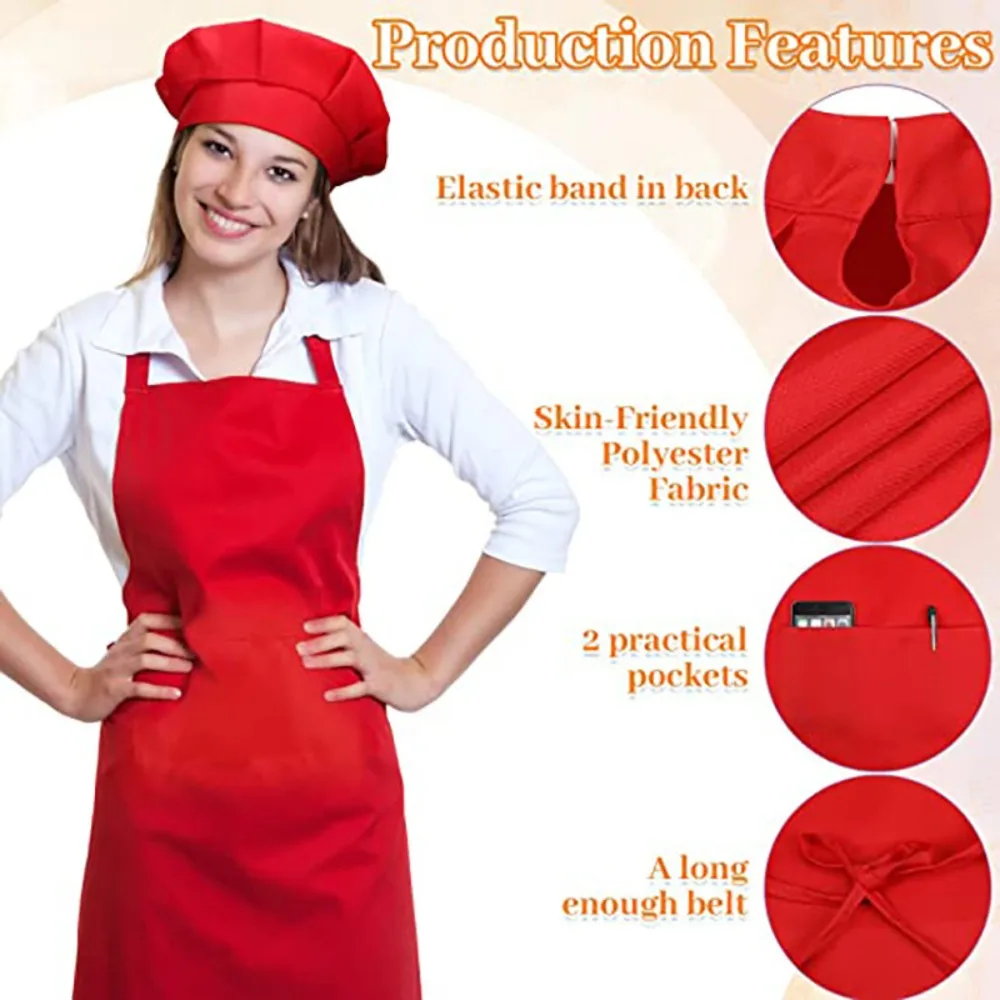 Children Chef Apron Front Pocket Bib Boys Girls Apron Kitchen Craft Kid Apron Painting Cooking Baby Pinafore Sets Children Apron view 3