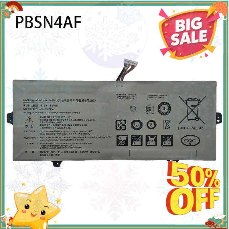 15.4V 54Wh AA-PBSN4AF Battery For Samsung NT930SBE NP930SBE NP750XDA Laptop Batteries