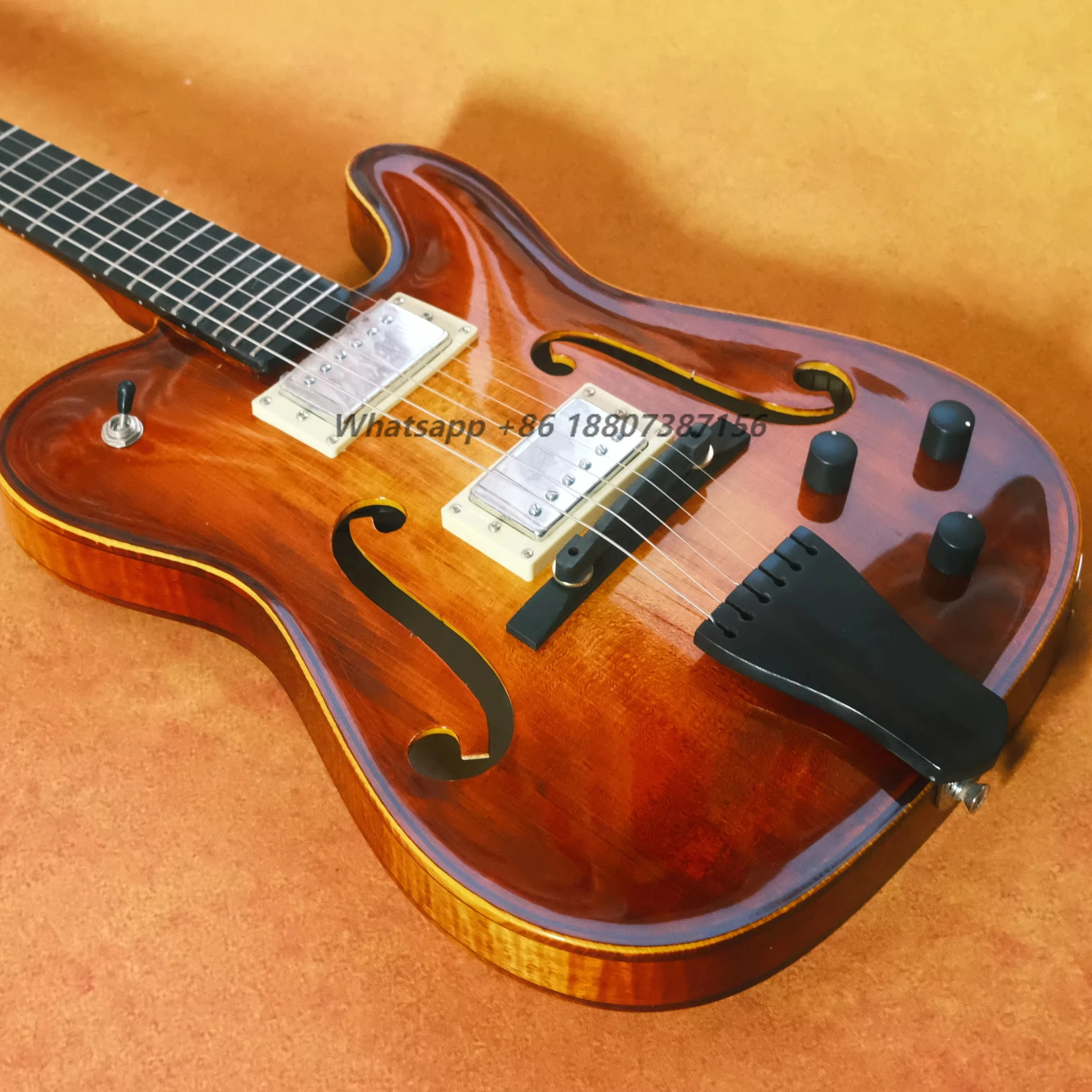 

Archtop for Handcraft Carved Solid Maple Spruce Top Mahogany Neck Ebony Fingerboard Hollow Body Electric Guitar Violin