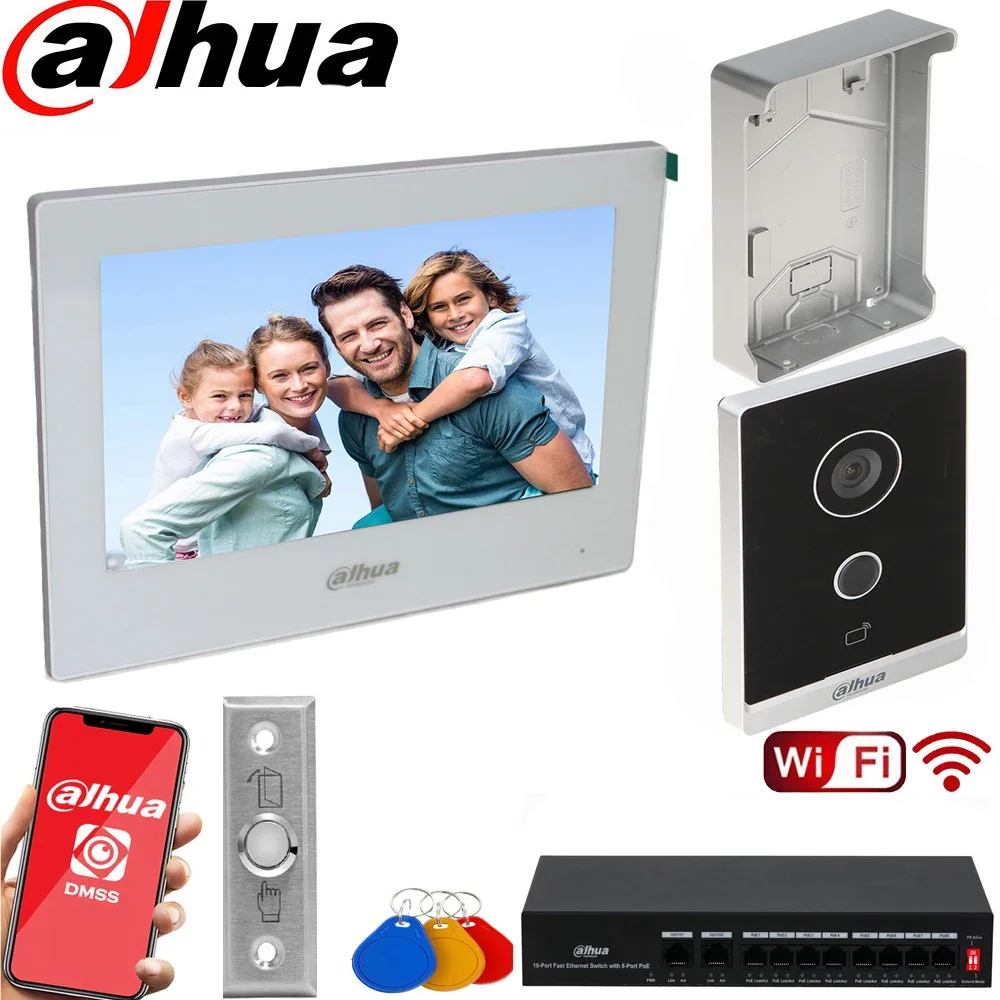 Mutil language Dahua VTO2211G-WP POE WIFI Video Intercom camera kit IP Villa Door Station Outdoor Control with monitor