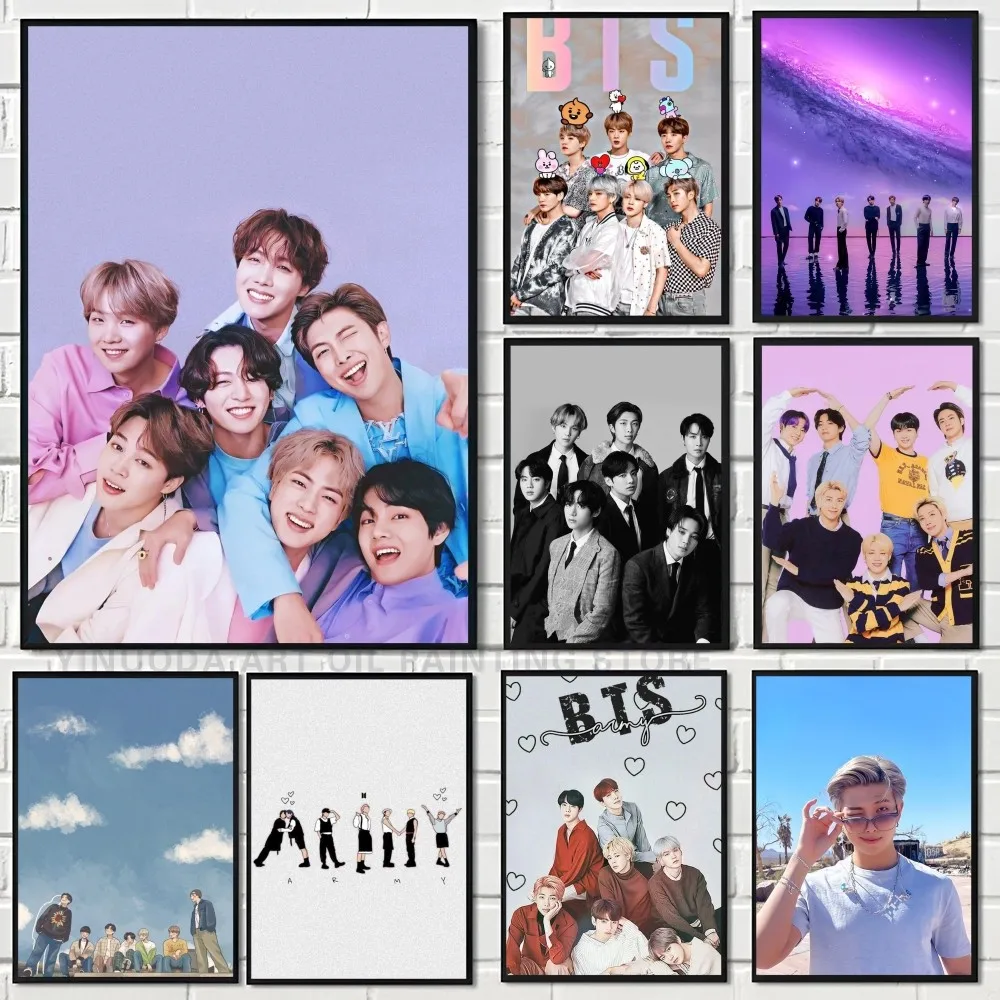 1PC Kpop BTS Poster Self-adhesive Art Waterproof Paper Sticker Coffee House Bar Room Wall Decor