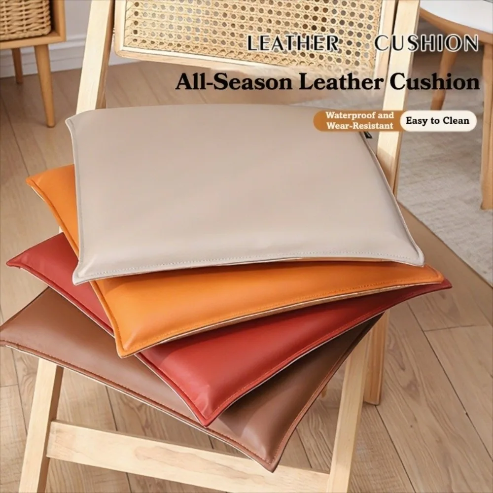 Anti Slip Design 40×40cm Leather Seat Cushion PU Leather 3cm Thick Seat Cushion Pad Memory Foam High Resilience Chair Seat Pad