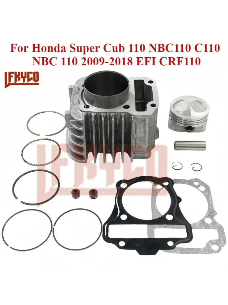 Zestaw cylindrów motocyklowych Zestaw uszczelek pierścieni tłokowych 55 mm do Honda Super Cub 110 NBC110 C110 NBC 110 2009-2018 EFI CRF110 Część silnika — zdjęcie 2