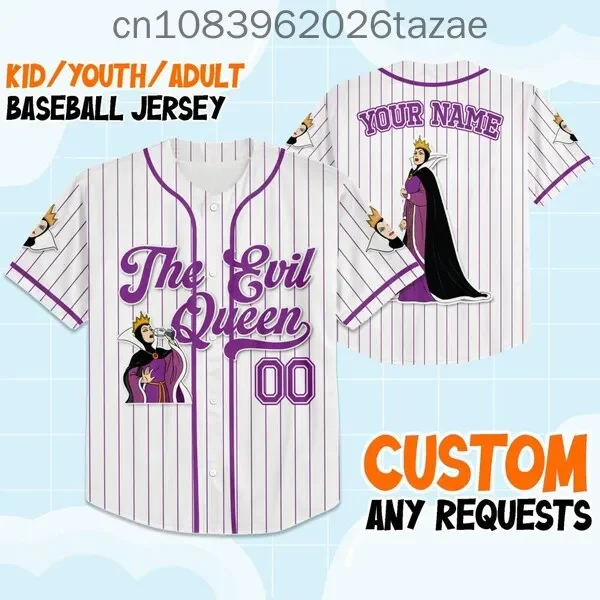 2025 Disney Baseball Shirt, Customizable, 3D Printed Casual Fashion Button Baseball Shirt