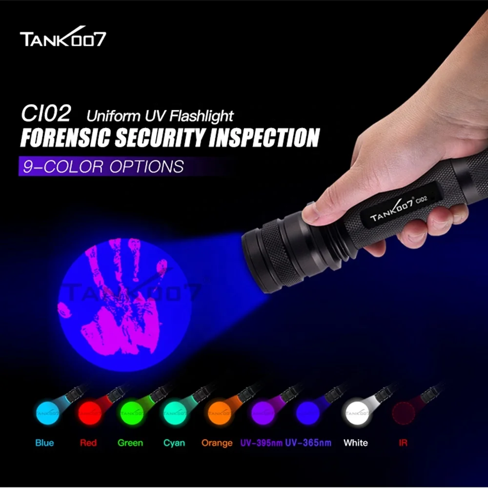 

Tank007 Forensic 625nm Ir Uniform Torch Light Rechargeable CSI Led Uv Lamp Aluminum Alloy Forensic Red Light Unique Flashlight