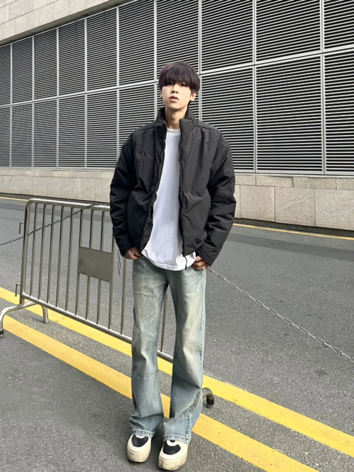 

Мужские джинсы прямого кроя в американском стиле High Street, расклешенные длинные брюки CleanFit, модные повседневные брюки из полиэстера для подростков