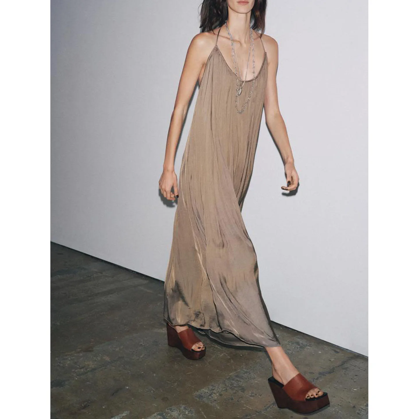 الخريف المرأة بال حزام الساتان يشعر الدكتور عادية Sle مهدب فضفاض الخصر ألياف البوليستر لا Sve ميدي X الإصدار