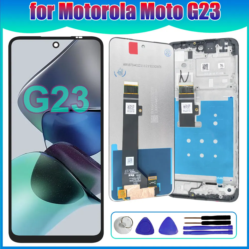 LCD for Motorola Moto G23 LCD Display Touch Screen Digitizer Replacement for Moto G23 XT2333 XT2333-1-2-3 Phone LCD with Frame