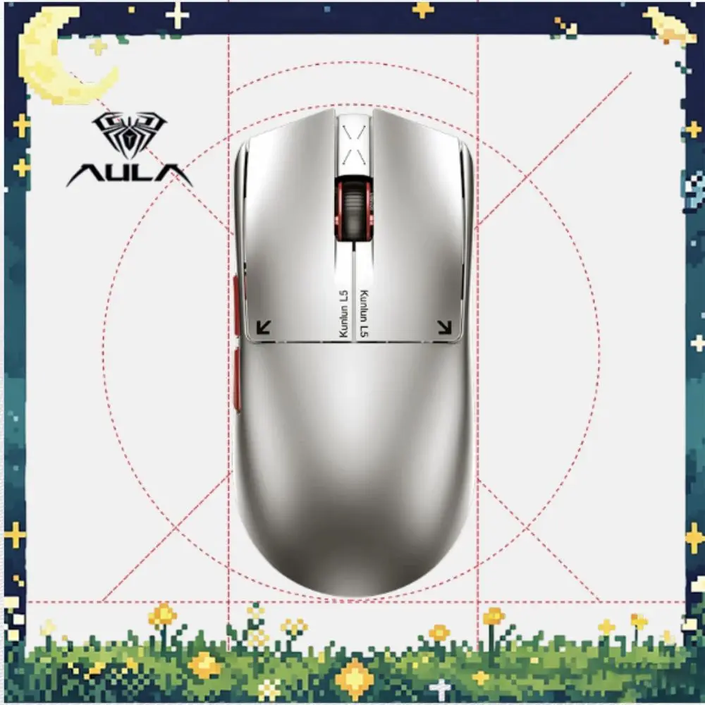 AULA Kunlun L5 Mouse 3-Mode Wireless with Magnetic Micro-Switch PAW3955EVO Chip Dual 8K for eSports Gamers Esports Gaming Mouse