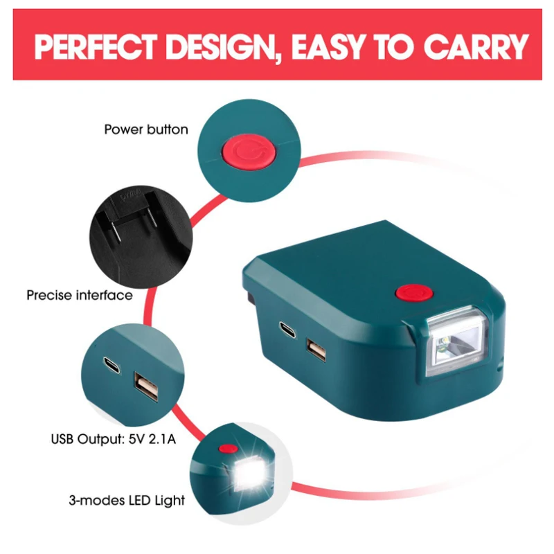 ZWINCKY batería de litio para Bosch, 14,4 V, 18V, 5V, 12V, Puerto convertidor tipo C con foco de luz LED para baterías Bosch