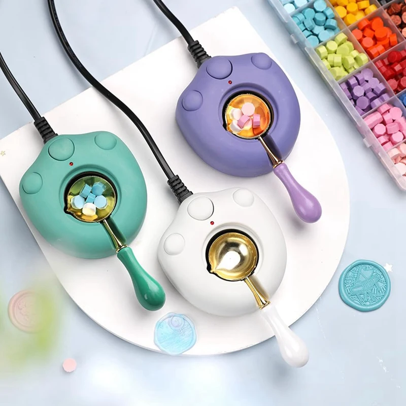 Electric Wax Seal Warmer, Black Wax Seal Kit With Spoon And Tweezers Great Tool For DIY Wax Seals, US Plug