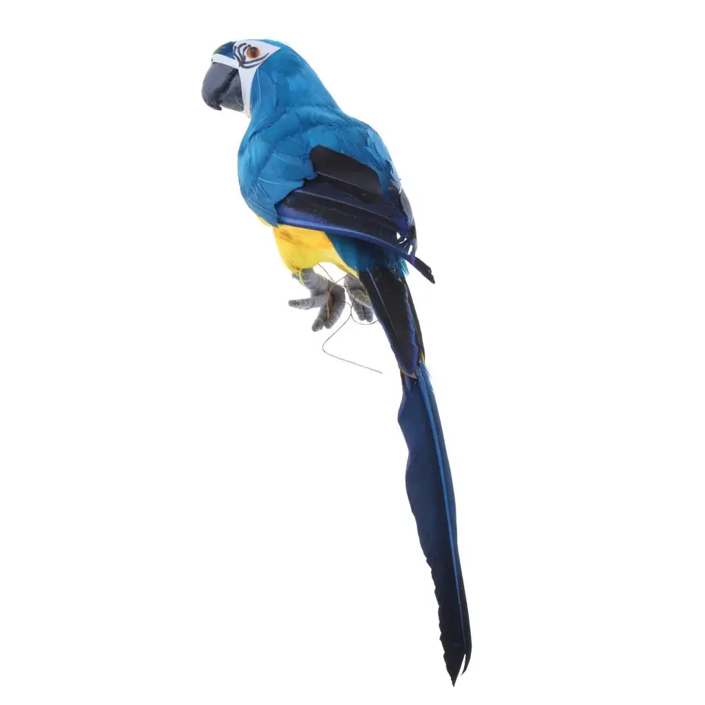 Artificial Feather Bird Realistic Parrot Figurine Decoration for Garden Home Festive Setting