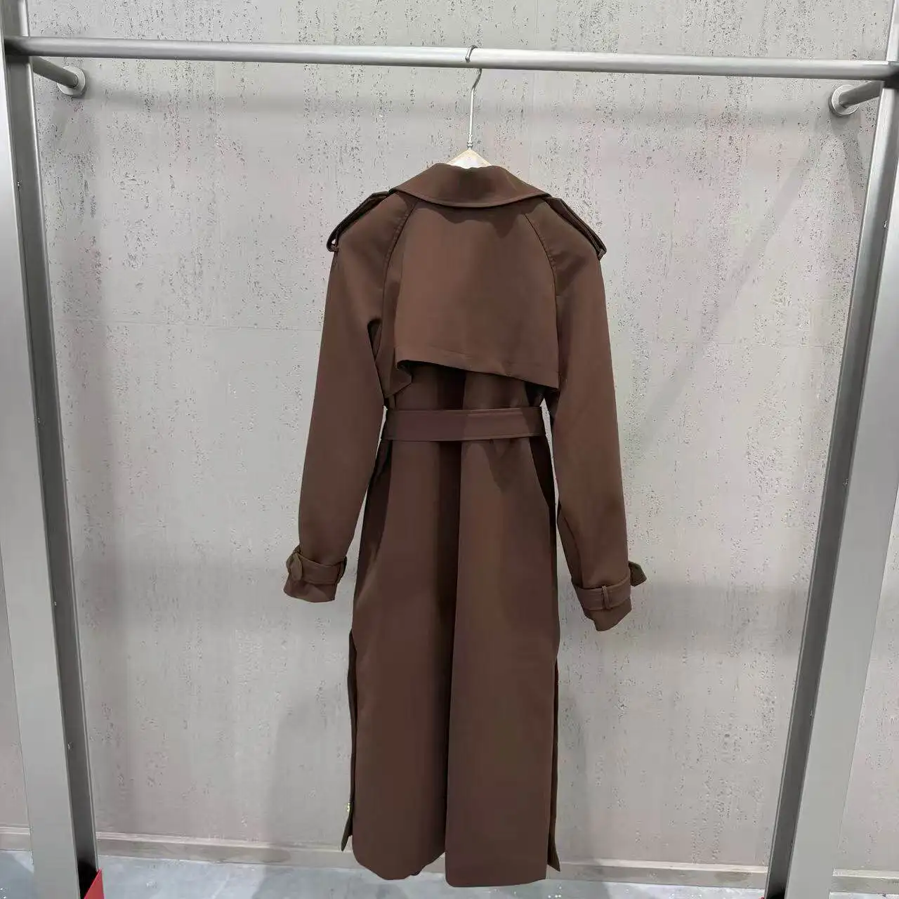 High Street Trench Women's Autumn and Winter Retro Ins Flared Long Sleeve Tapered Waist Heavy-Duty Metal Buttoned Coat