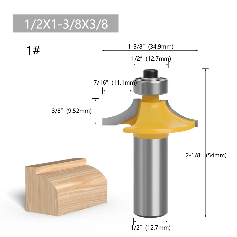 LAVIE 1 Stück 1/2" 12,7 mm Schaft Fräser Holzschnitzerei Schubladenfrontfräser Rundfräser mit Kantenprofilierung Fräser-Set mit Schutzkappe – Detail 7