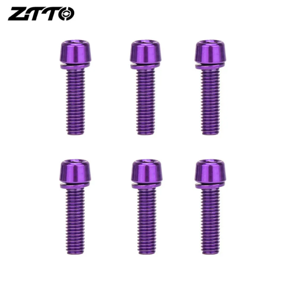6pcs Titanium-plated Bicycle Handlebar Stem Riser Stainless Steel M5*18MM MTB Handlebar Bolts Colorful Colorful Bolts