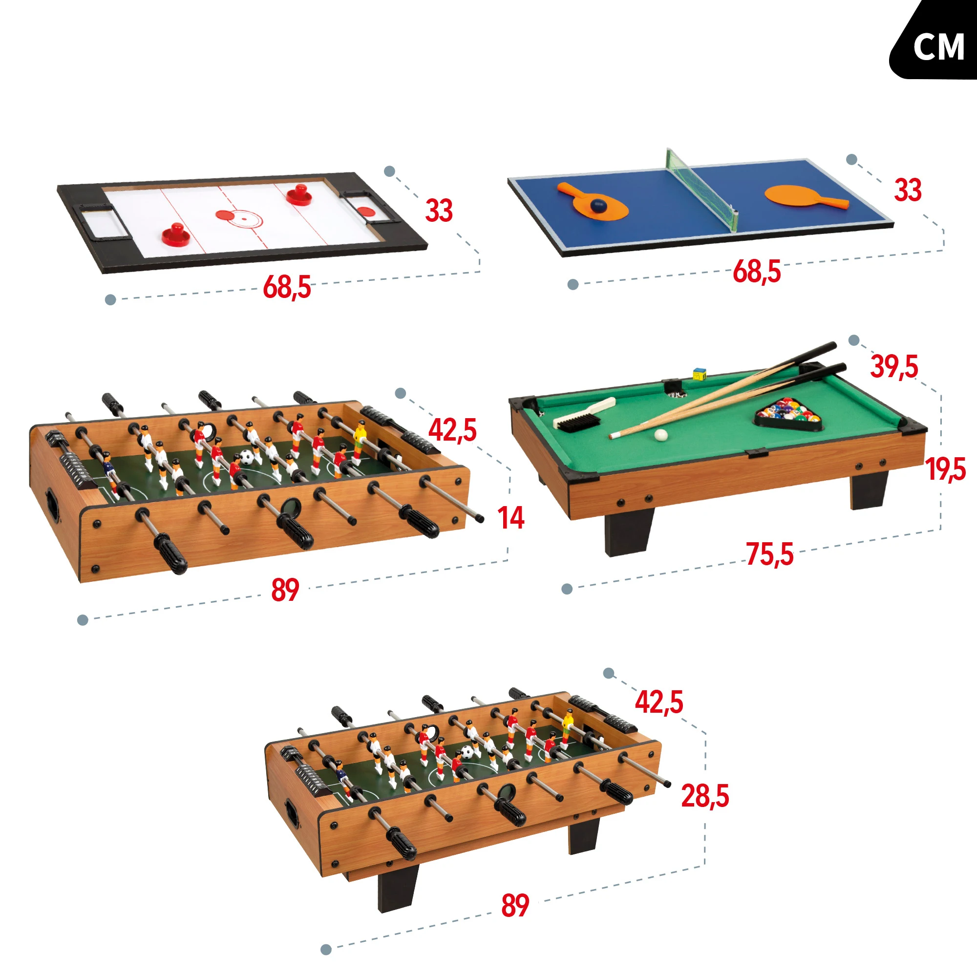 CB Games 4-in-1 multi-game table for kids, table tennis, hockey, soccer, board game, children's toy, family Games, from 6 years old, children Christmas gifts image 4