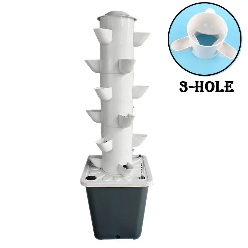 Hydroponic Growing System 6 Layers 3 Plant Sites 18 Holes , Home Gardening System Kit for or Indoor Herbs, Fruits and Vegetables